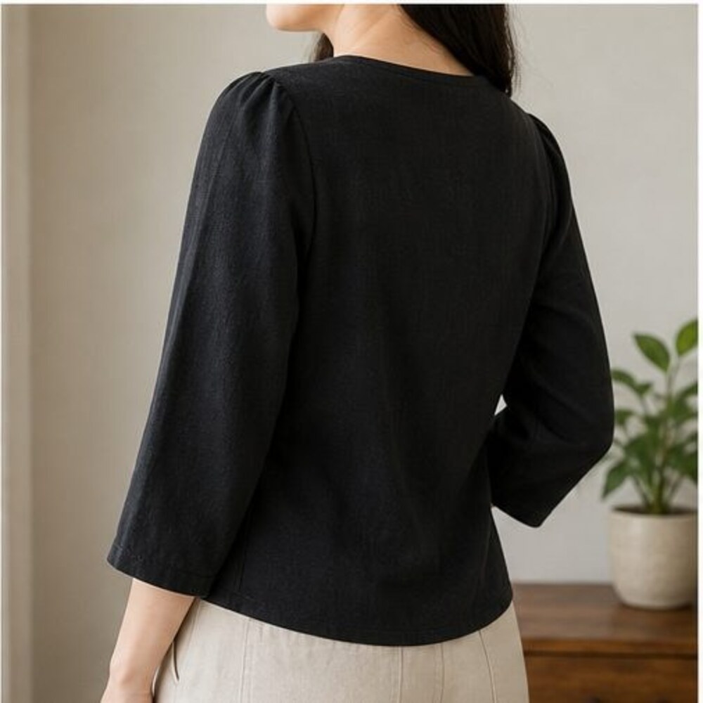 Black Ruffle Blouse - Picture 3 of 6
